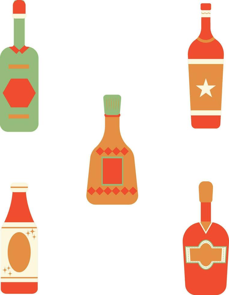 Set of Various Bottles. In Flat Design Style vector