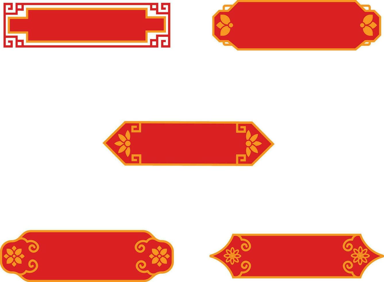 Chinese Title Frame Icons. Red Chinese Border. Isolated On White Background vector
