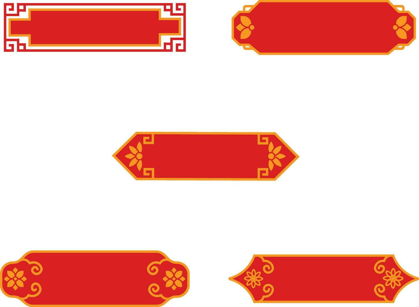 Chinese Title Frame Icons. Red Chinese Border. Isolated On White Background vector
