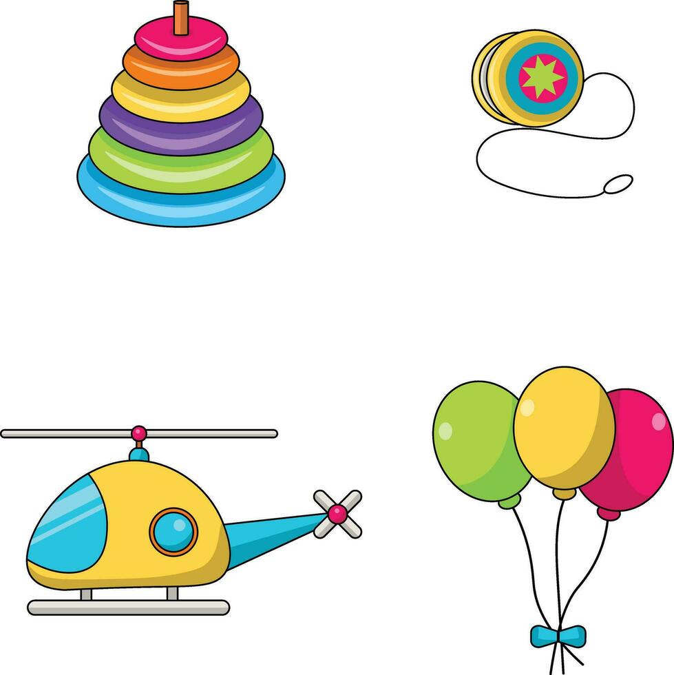 Collection of Children's Toys. vector