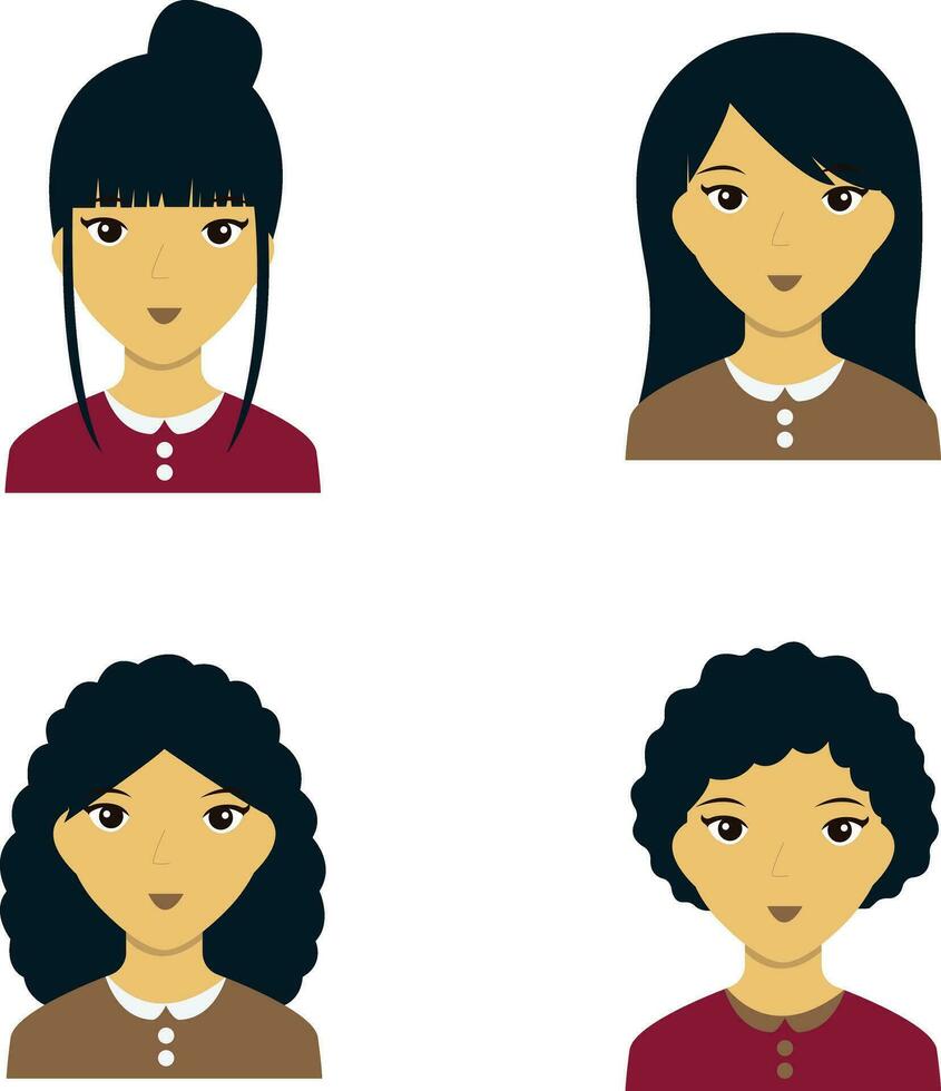 Set of Business Woman Avatar. User Profile. Vector Illustration