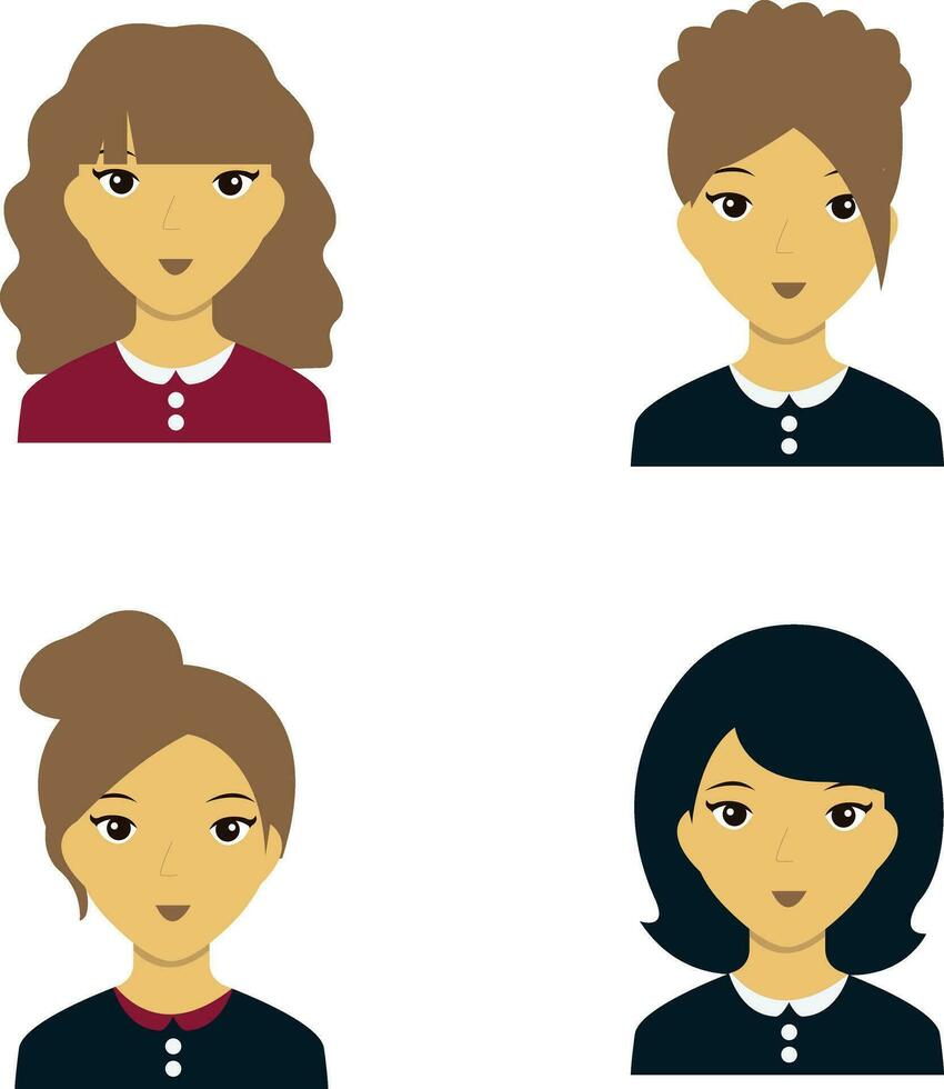 Set of Business Woman Avatar. User Profile. Vector Illustration