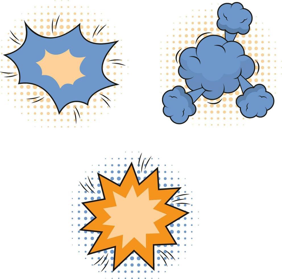 Comics Bubble Dynamic Icons Set. Isolated On White Background. Dialogue In Comics vector