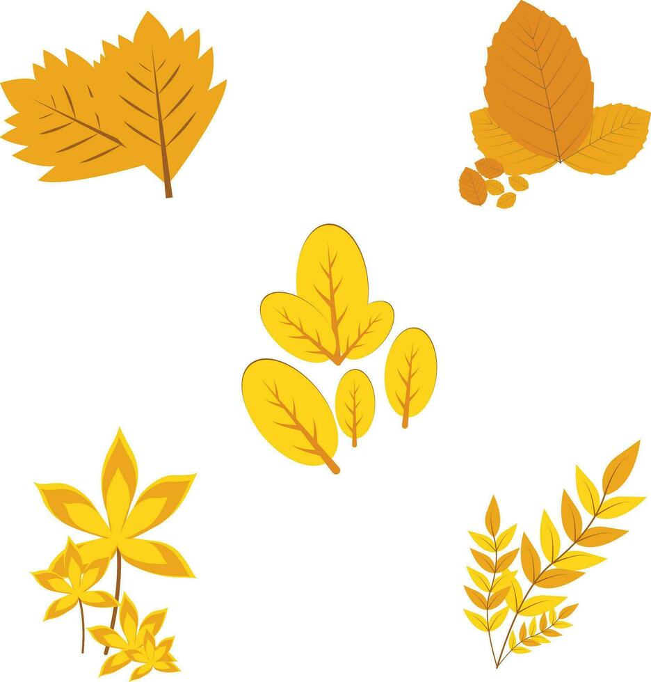 mano dibujado otoño hojas. dibujos animados formas vector icono conjunto