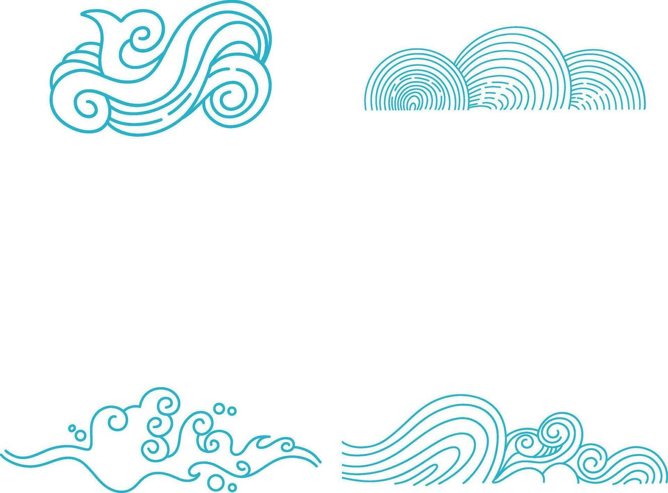 Chinese Traditional Wave. Chinese Pattern. Vector Icon Set