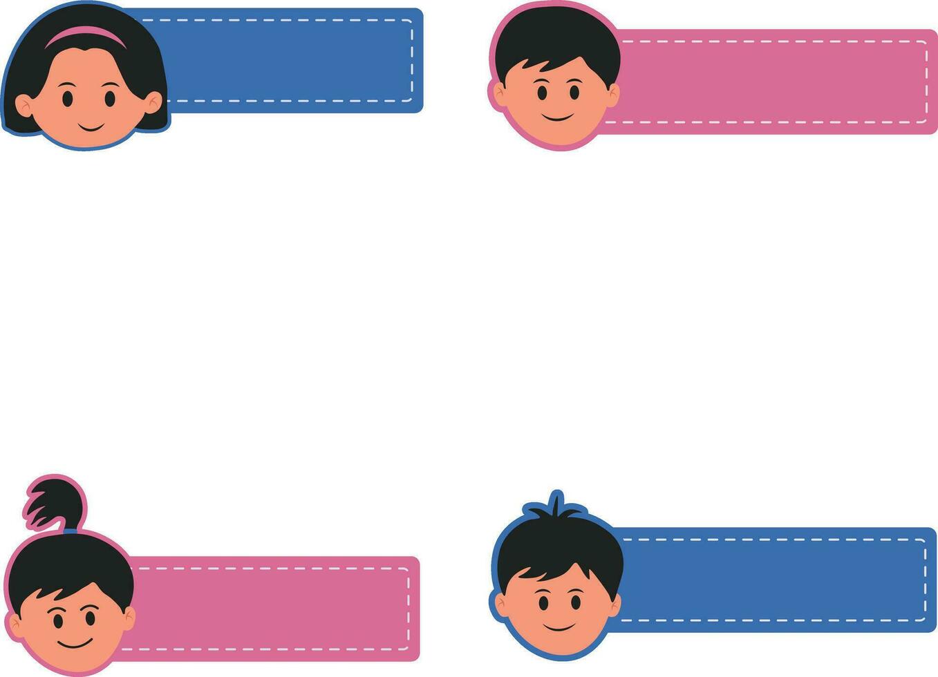 Set of Cute Label Name Tag. Vector Elements