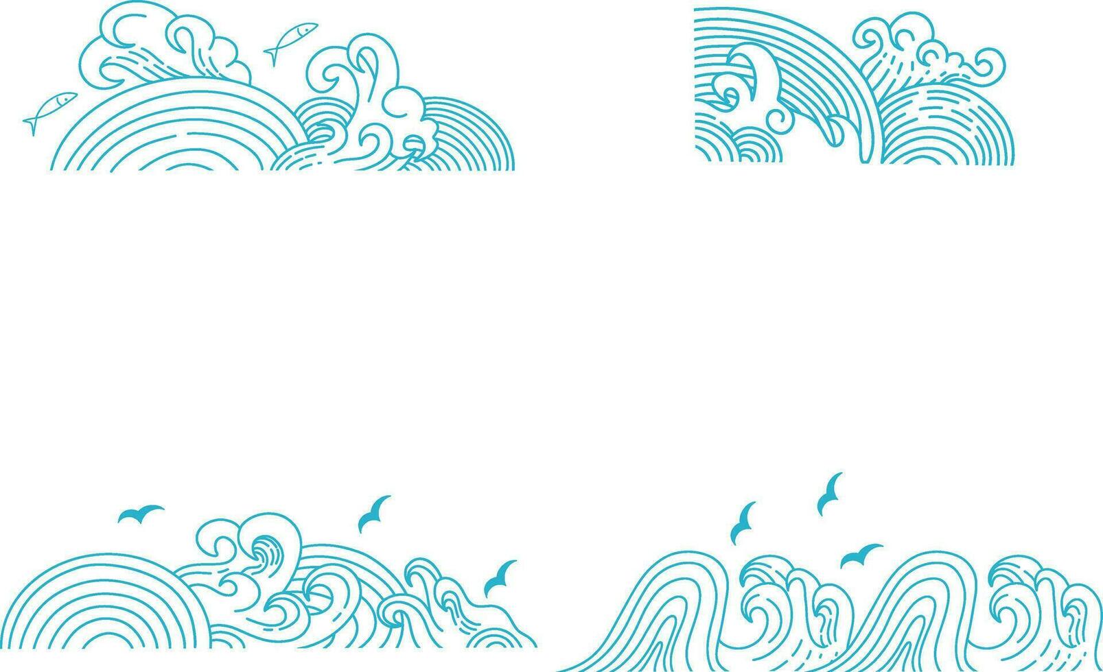 Chinese Traditional Wave. Chinese Pattern. Vector Icon Set