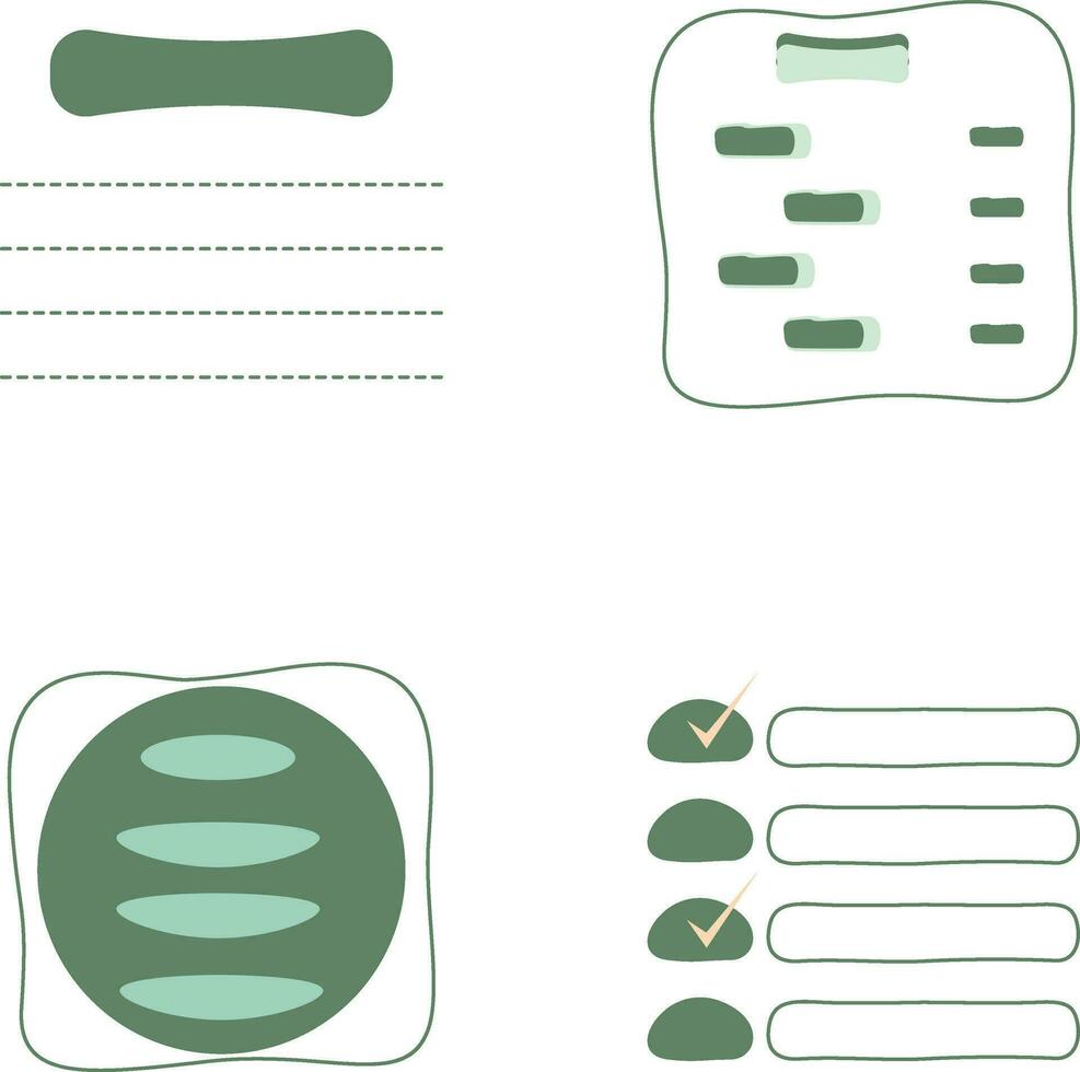 Set of Various Organic List Menu. Abstract Design. vector