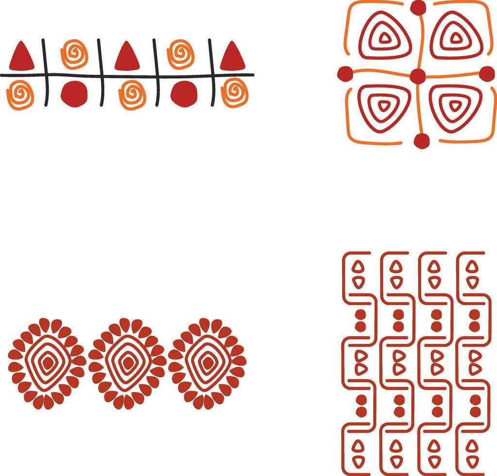 Hand Drawn Abstract African Shapes. With Different Pattern. Vector Illustration