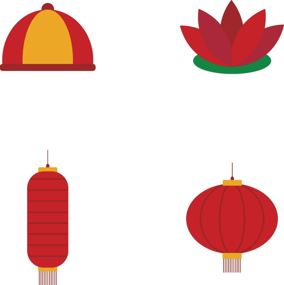 Set of Chinese New Year Elements. Isolated Vector. vector