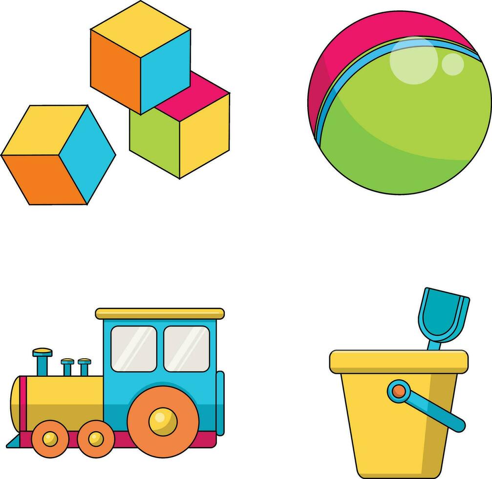 Collection of Children's Toys. vector