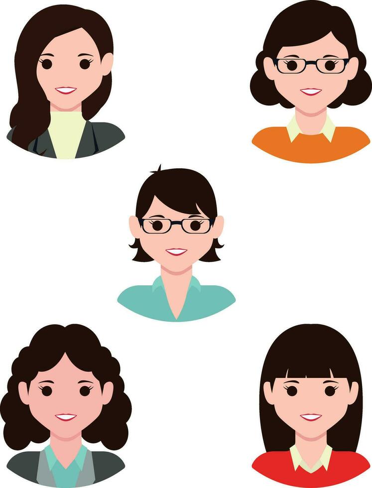 Business Woman Avatar Icons Collection. vector