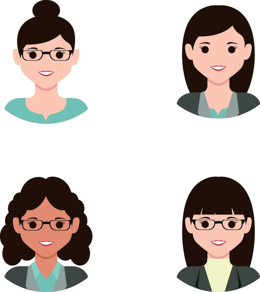 Business Woman Avatar Icons Collection. vector
