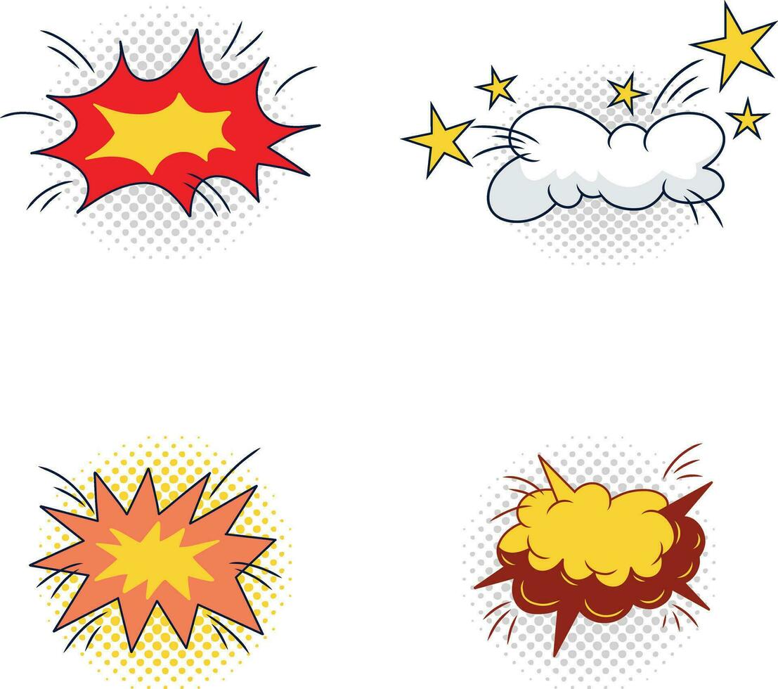 Comic Dynamic Elements Set. Isolated On White Background. vector