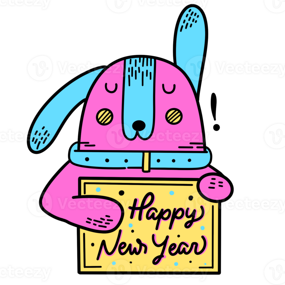 A dog saying happy new year illustration png