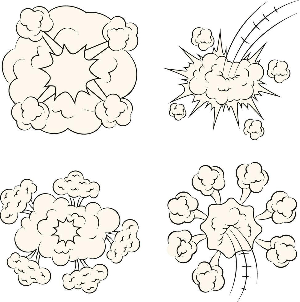 historietas explosión nubes elementos colocar. aislado vector