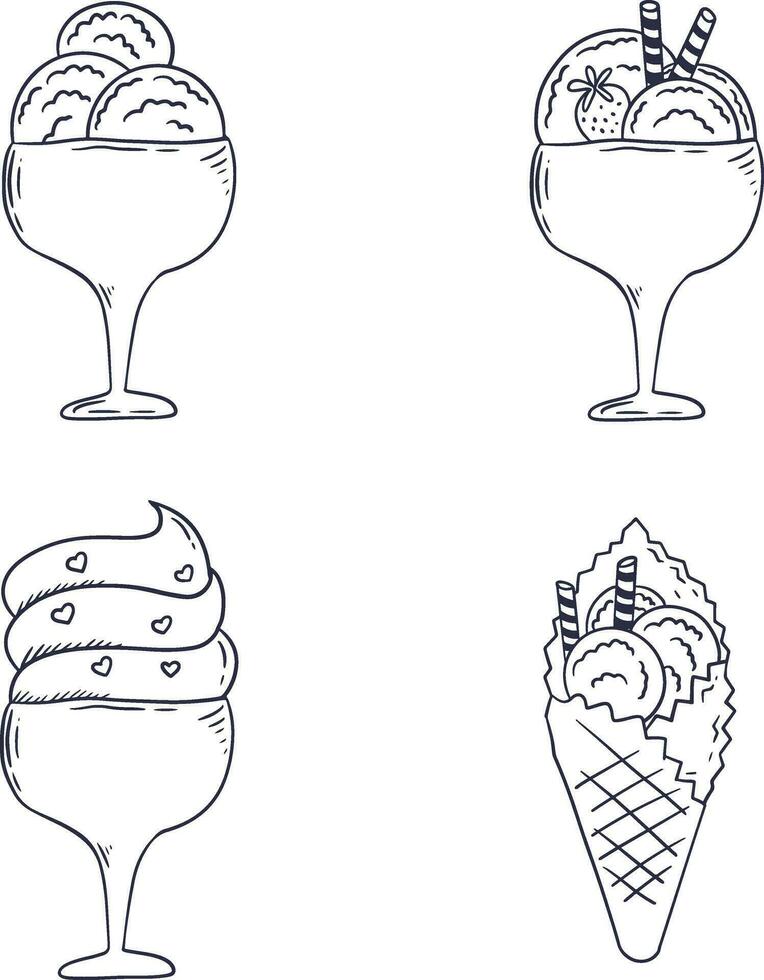 Ice Cream Yummy With Flat Design. Vector Illustration