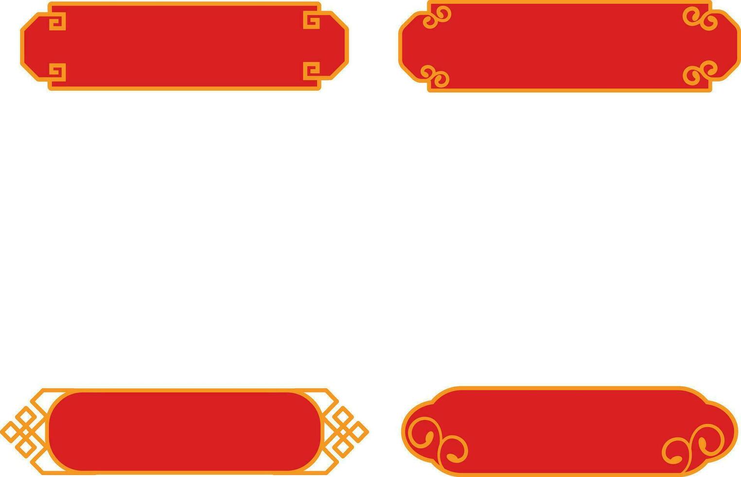 chino título marco iconos rojo chino borde. aislado en blanco antecedentes vector