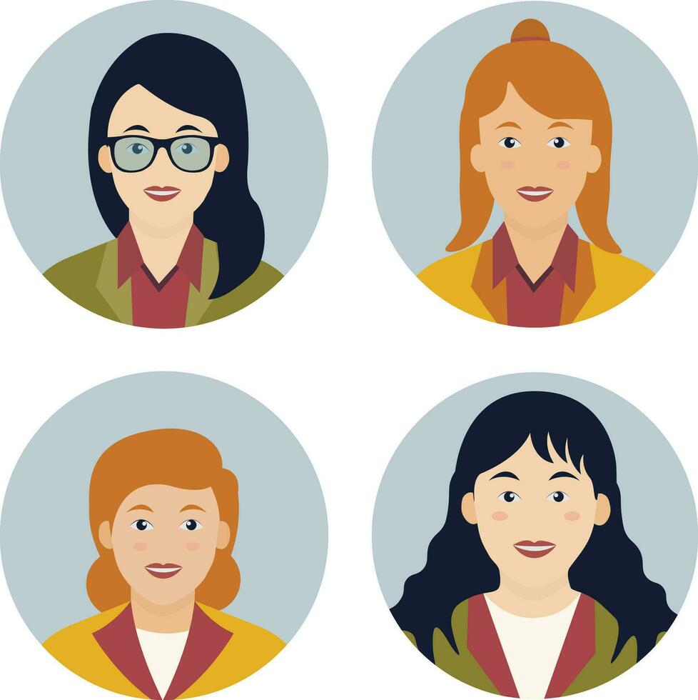 Business Woman Avatar Character. Flat Design Style. vector