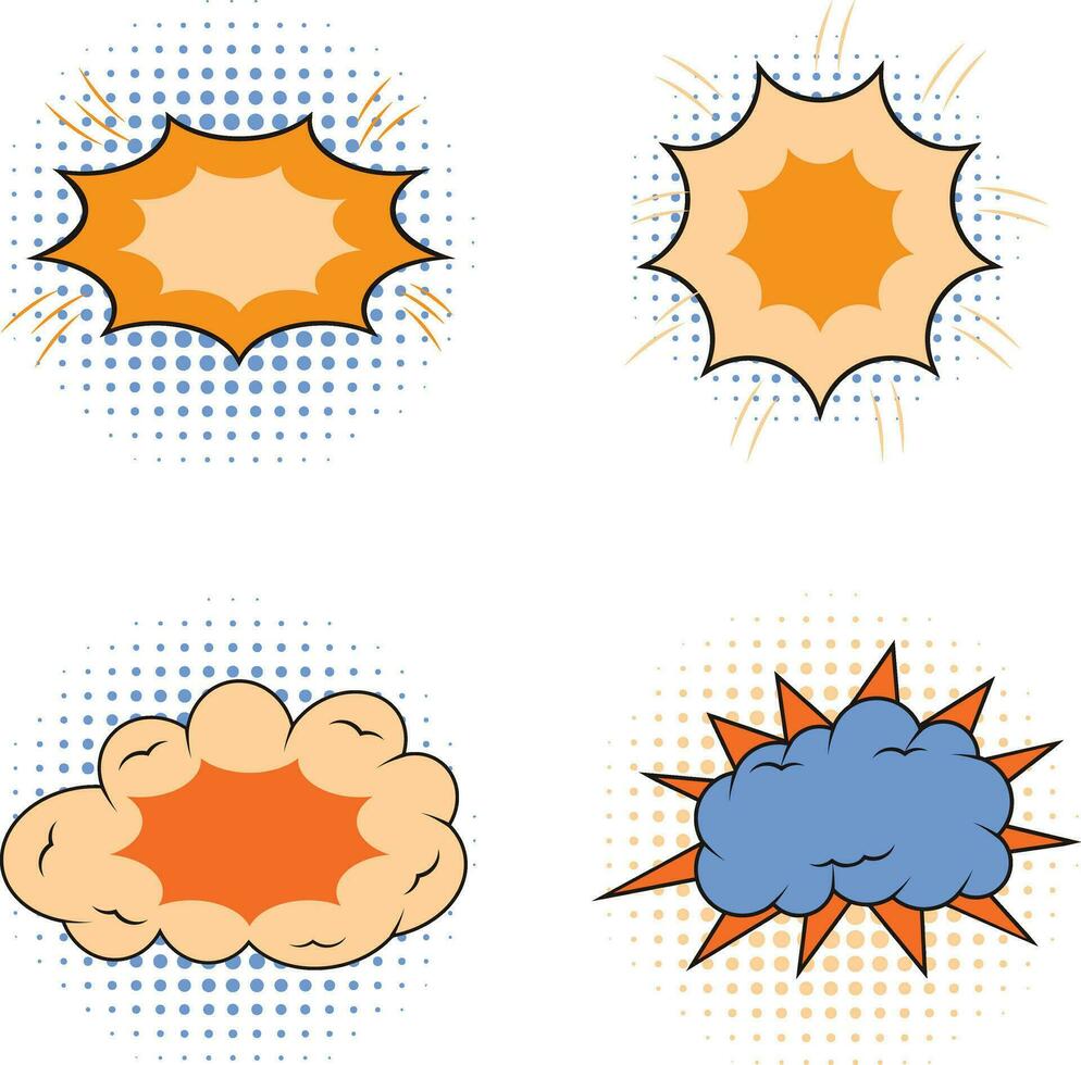 Comics Bubble Dynamic Icons Set. Isolated On White Background. Dialogue In Comics vector