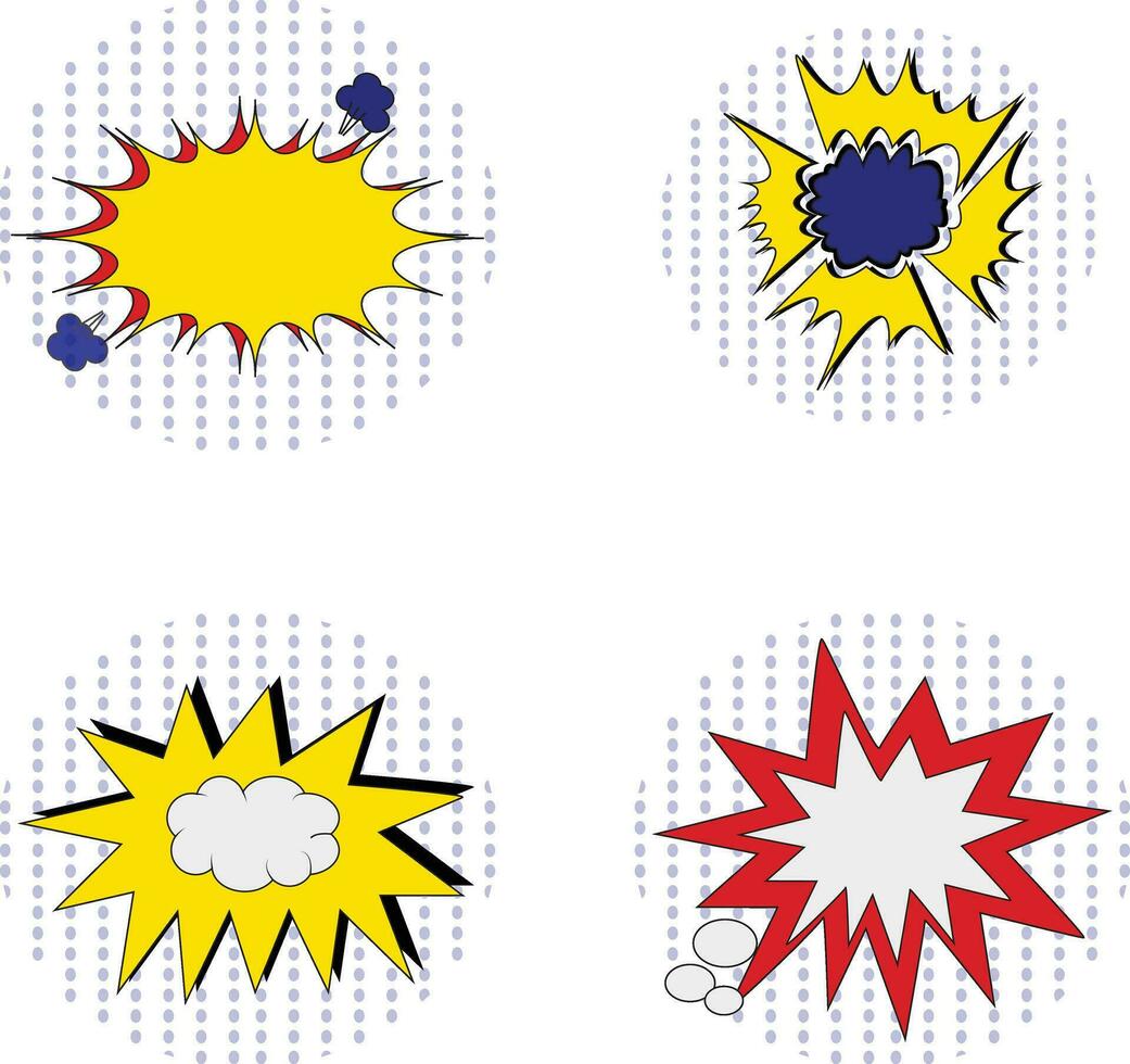 Comic Bubble Dynamic Icons. Isolated On White Background. Vector Illustration Set