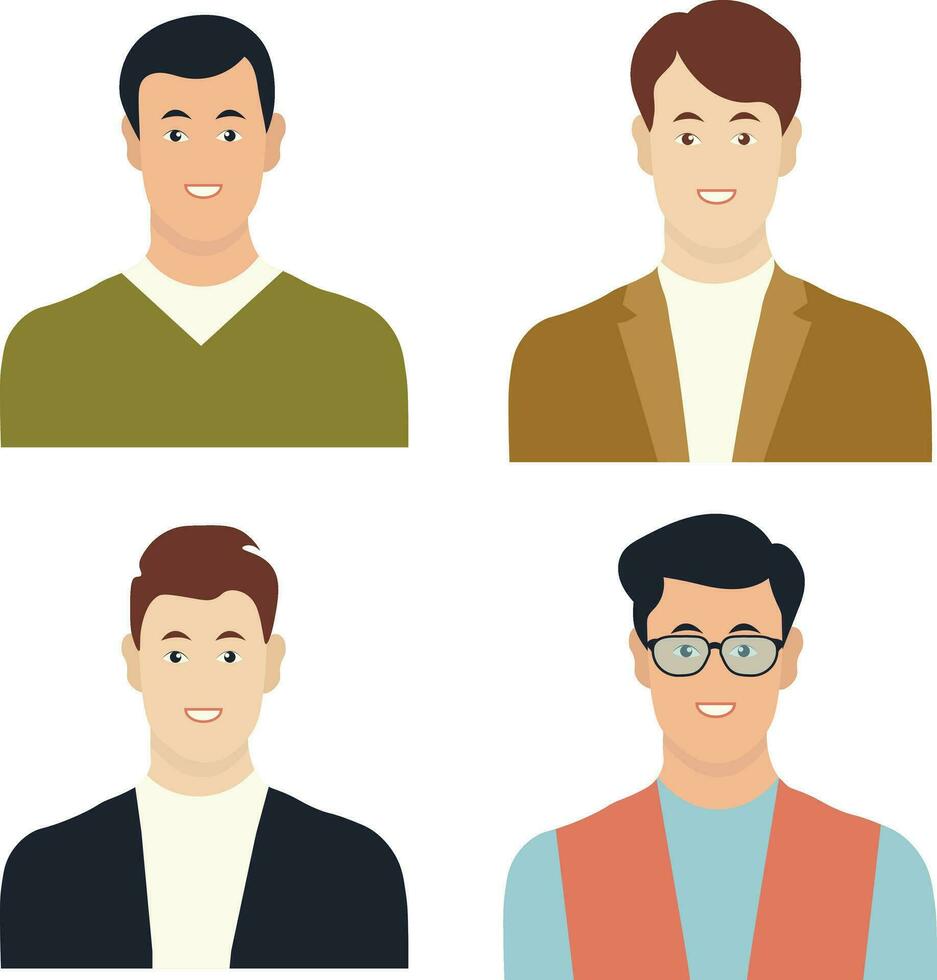 Collection of Business Man Avatar Character. User Profile. Isolated Vector