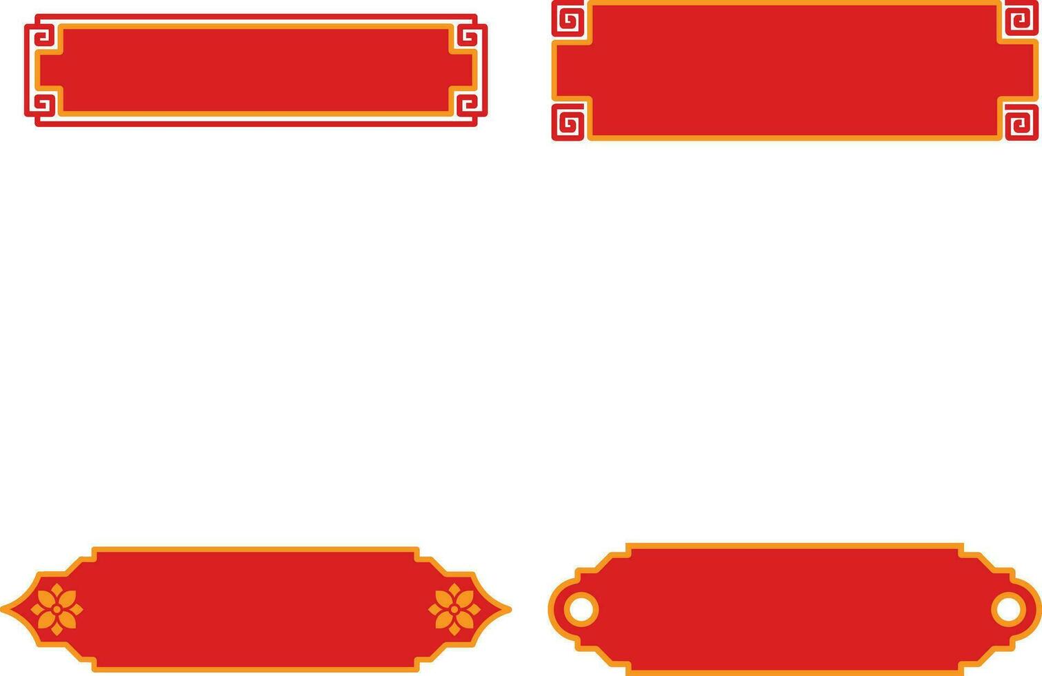 Chinese Title Frame Icons. Red Chinese Border. Isolated On White Background vector