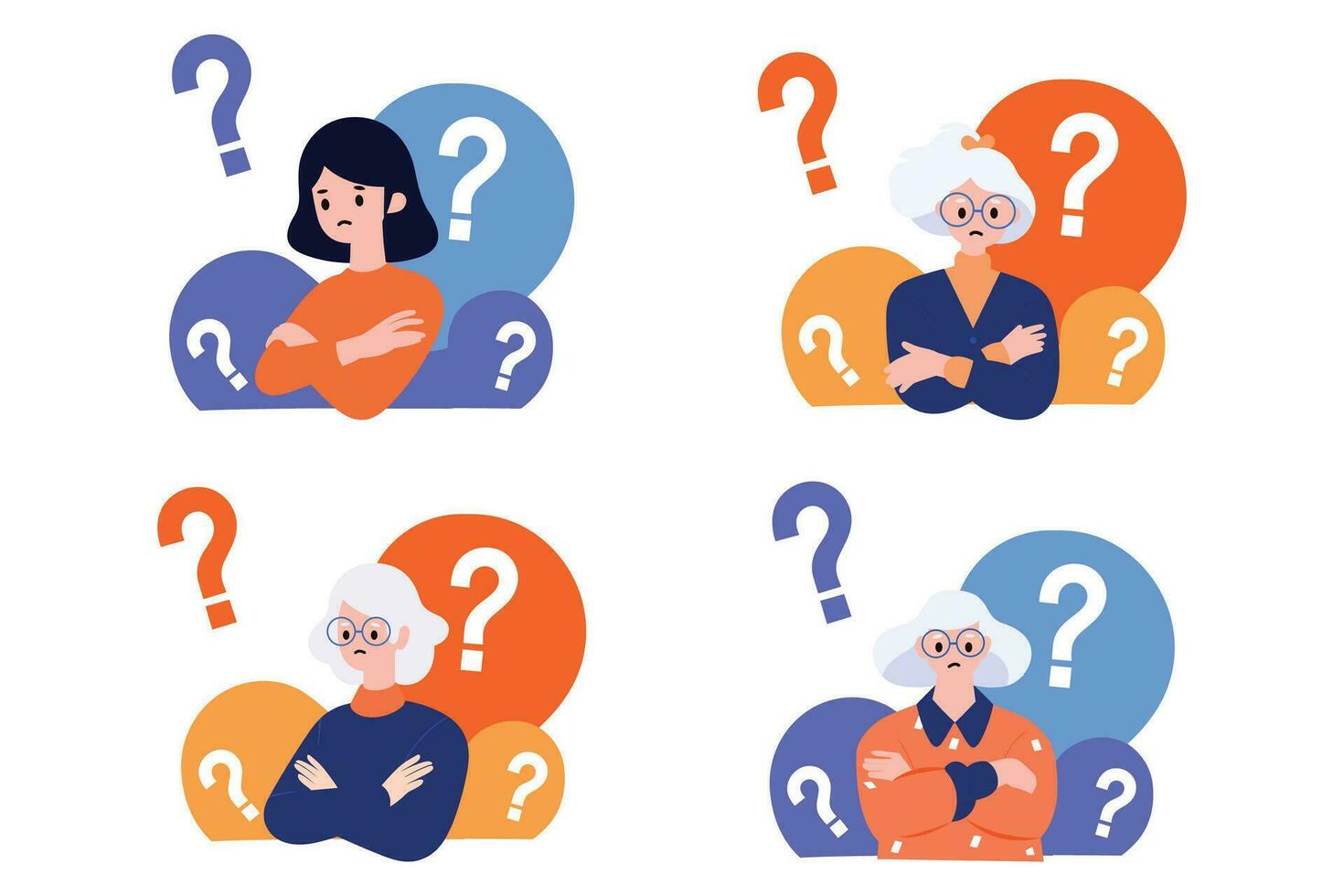 people with suspicious expression in flat style collection vector