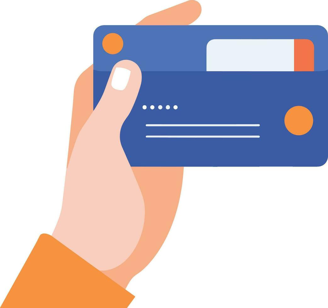 a hand holding credit card in flat style isolated on background vector