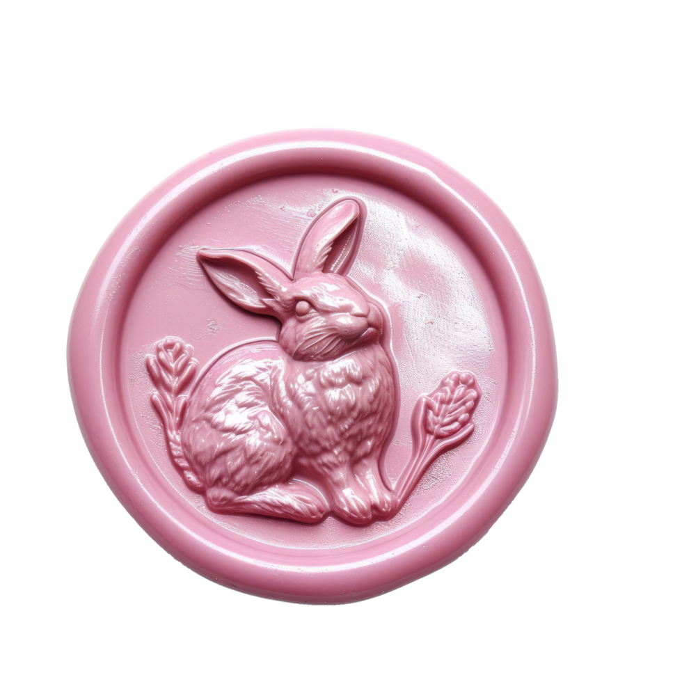 AI generated Wax seal with easter bunny transparent background. Happy ester day png