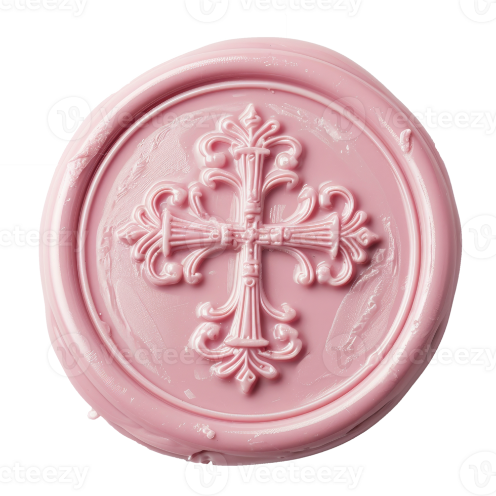 AI generated Wax seal cross on transparent background png