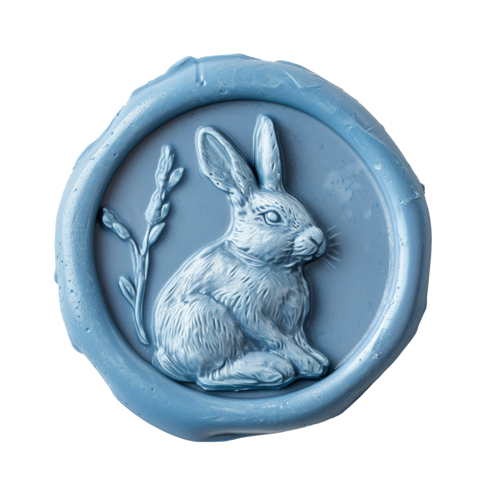 ai généré bleu la cire joint avec Pâques lapin transparent Contexte. content ester journée png