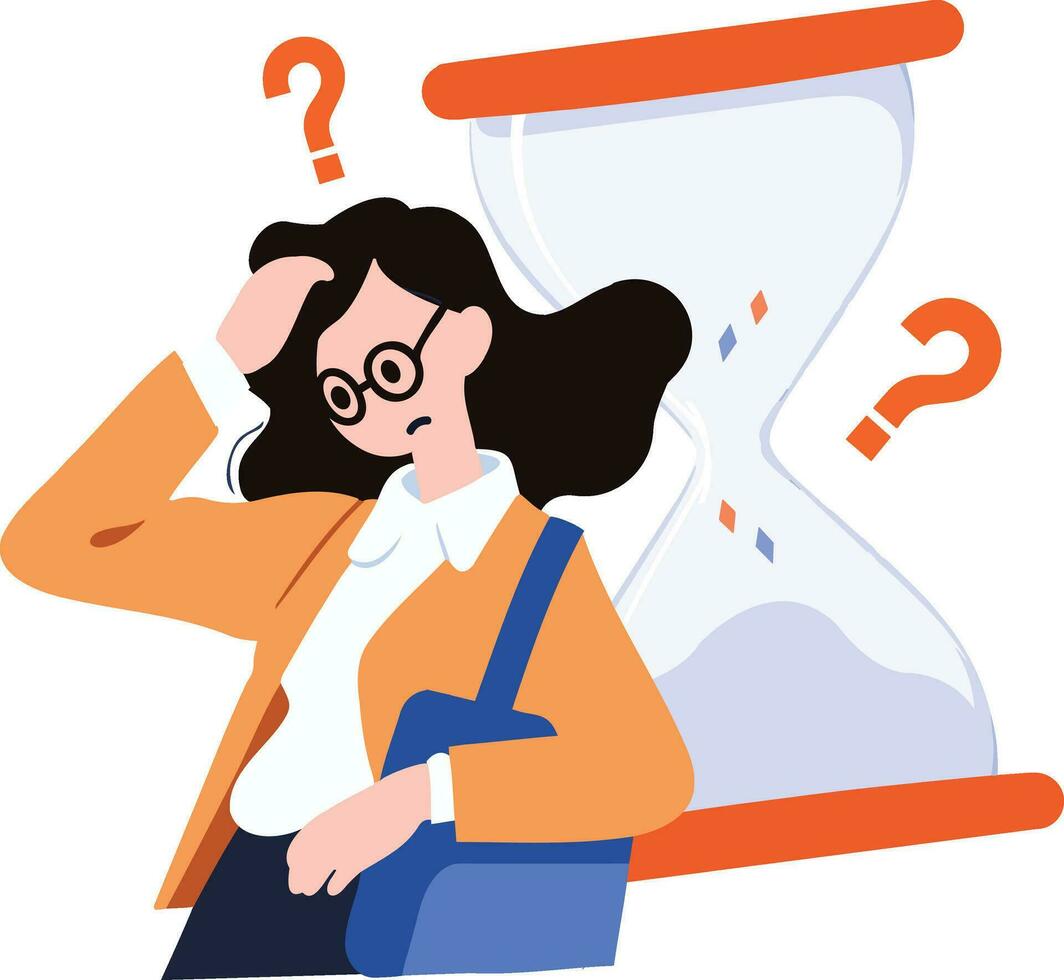 a woman tired from work in flat style isolated on background vector