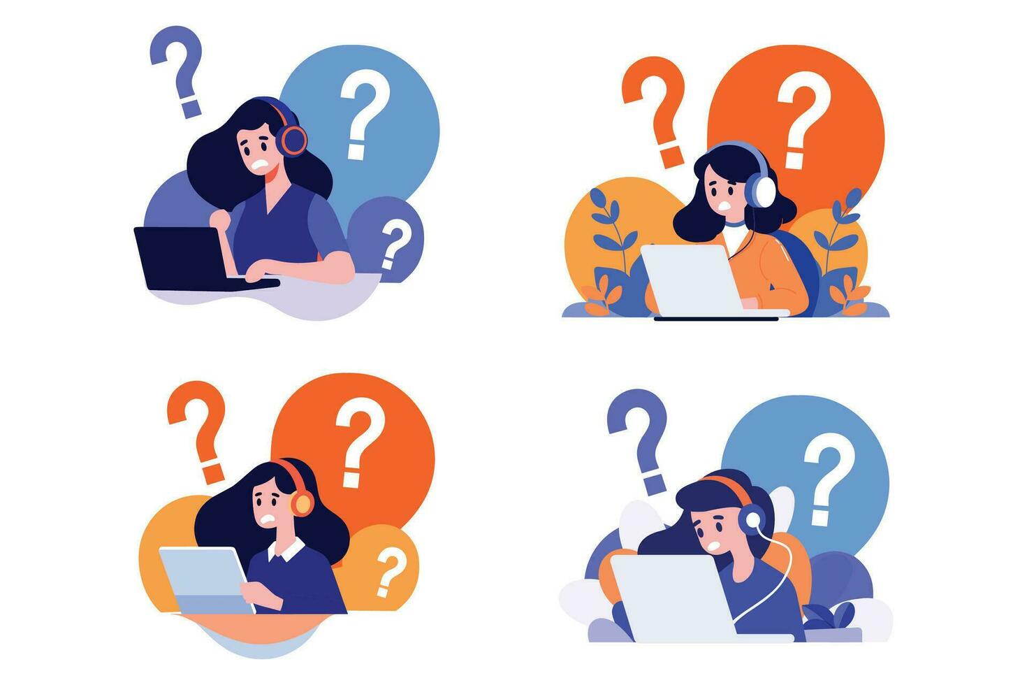 call center in flat style collection vector