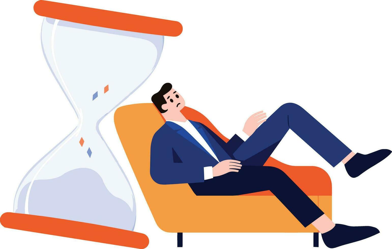 a man tired and lying down on couch in flat style isolated on background vector