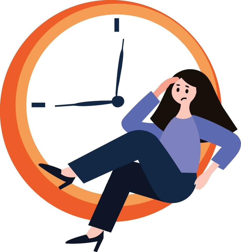 a woman tired from work in flat style isolated on background vector