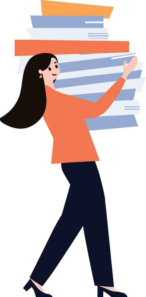 hard working woman in flat style isolated on background vector