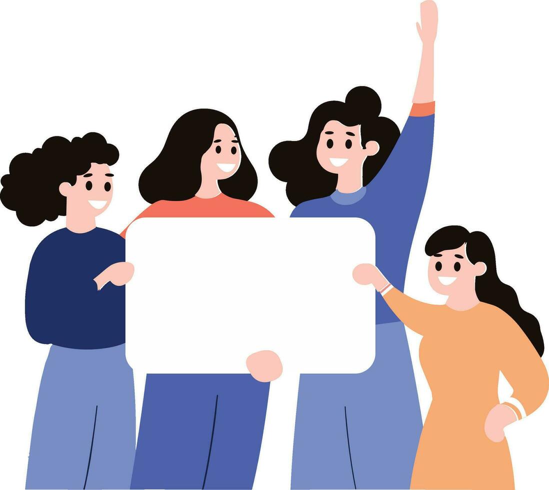 teamwork group holding white board vector