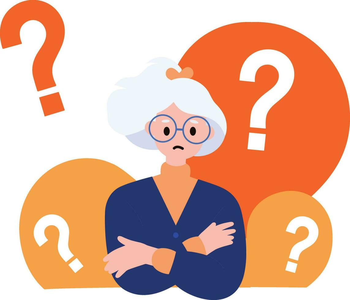 an old woman with suspicious expression in flat style isolated on background vector