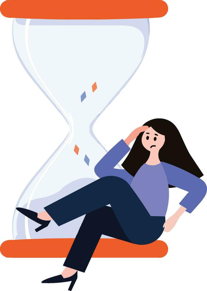 a woman tired from work in flat style isolated on background vector