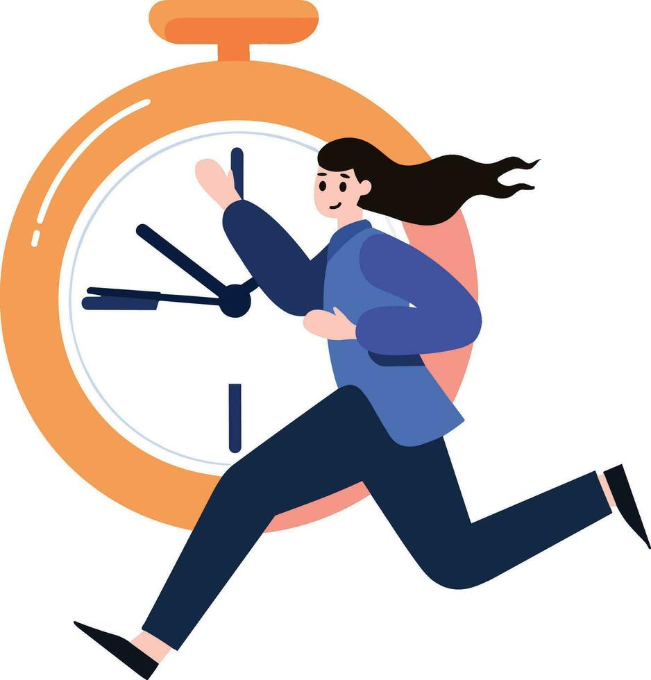 a woman running to work in flat style isolated on background vector