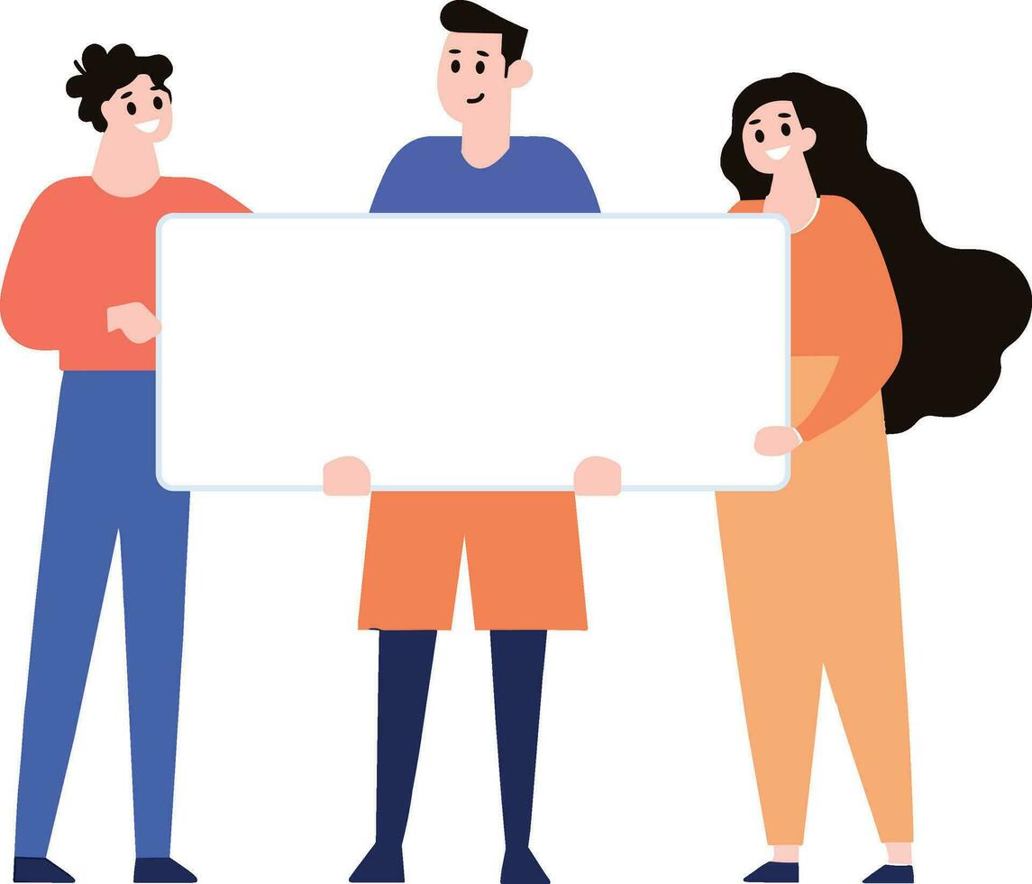 teamwork group holding white board vector