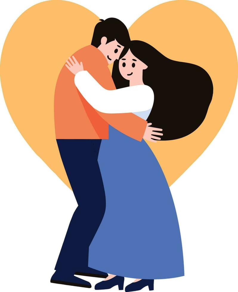 a couple hugging together in flat style isolated on background vector