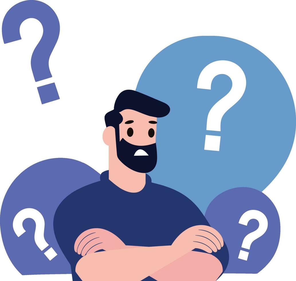 a man with suspicious expression in flat style isolated on background vector