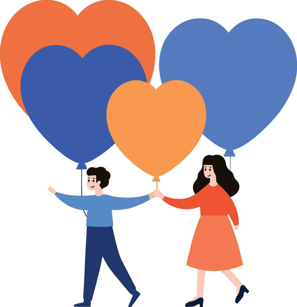 couple holding balloon together in flat style isolated on background vector