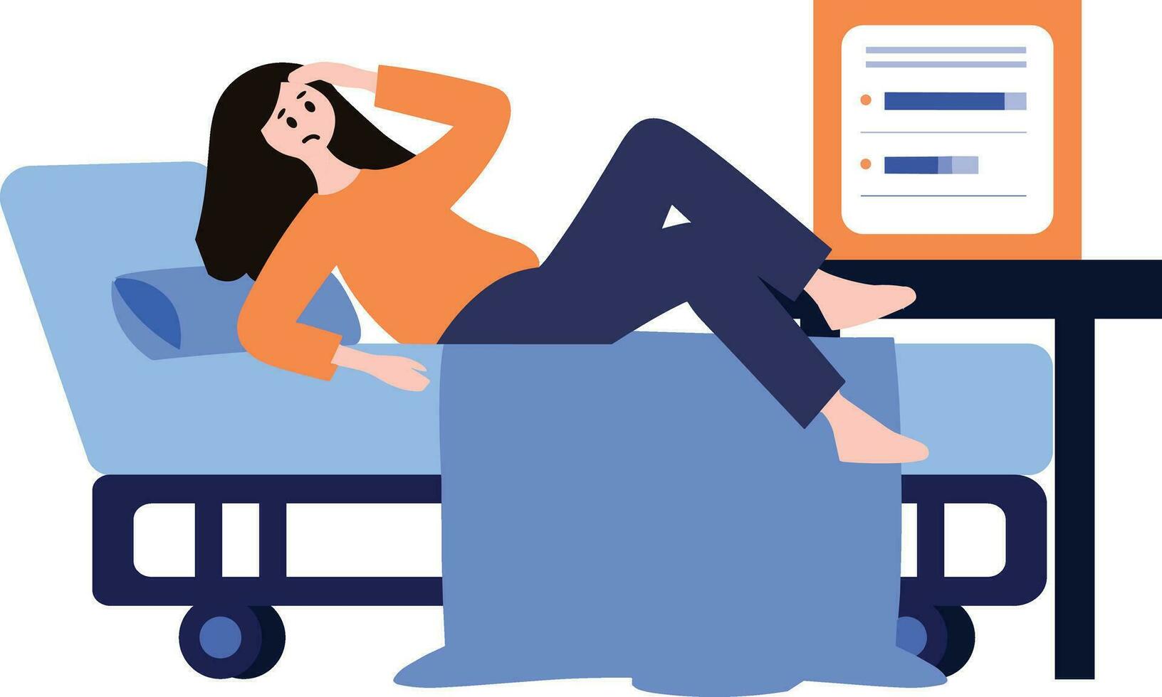 patient lying on bed and talking with doctor in flat style isolated on background vector