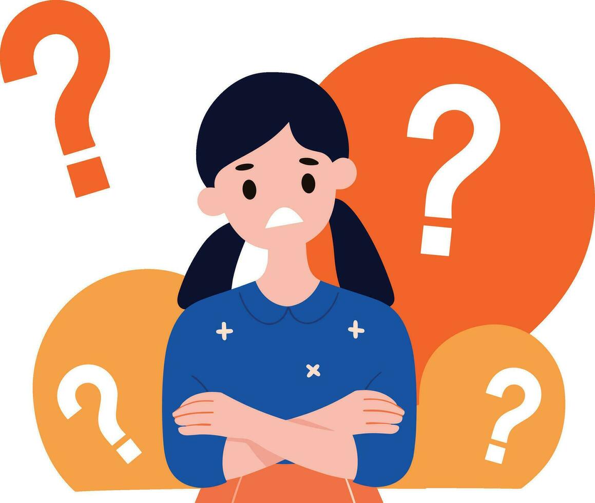a woman with suspicious expression in flat style isolated on background vector