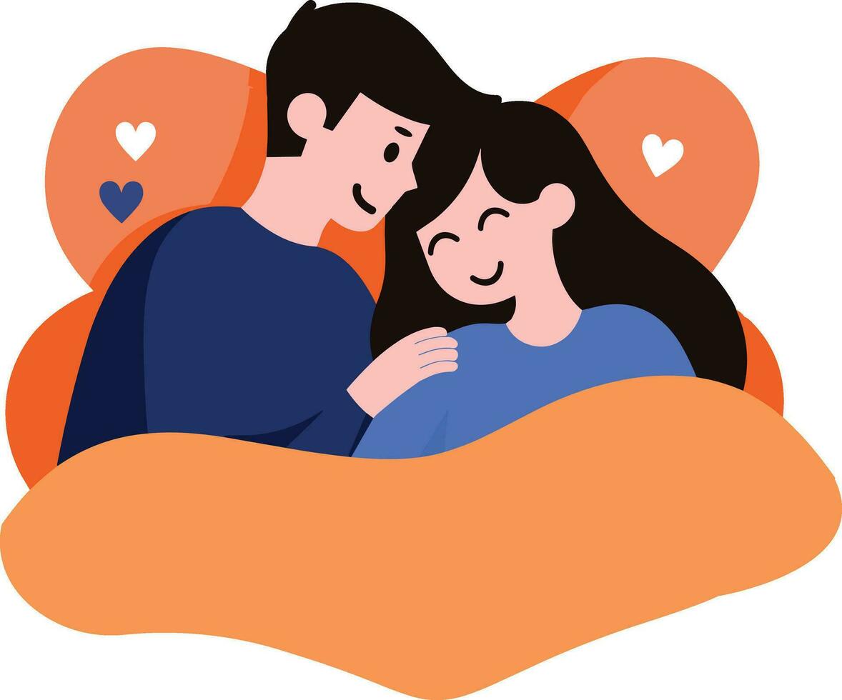 a couple hugging together in flat style isolated on background vector