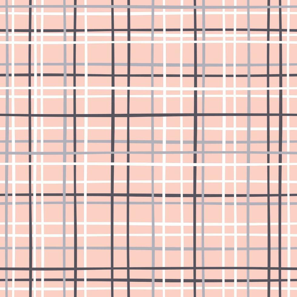 Seamless vector pattern with pink and gray stripes on a white background. Pattern in a cage for textiles. Cartoon design.
