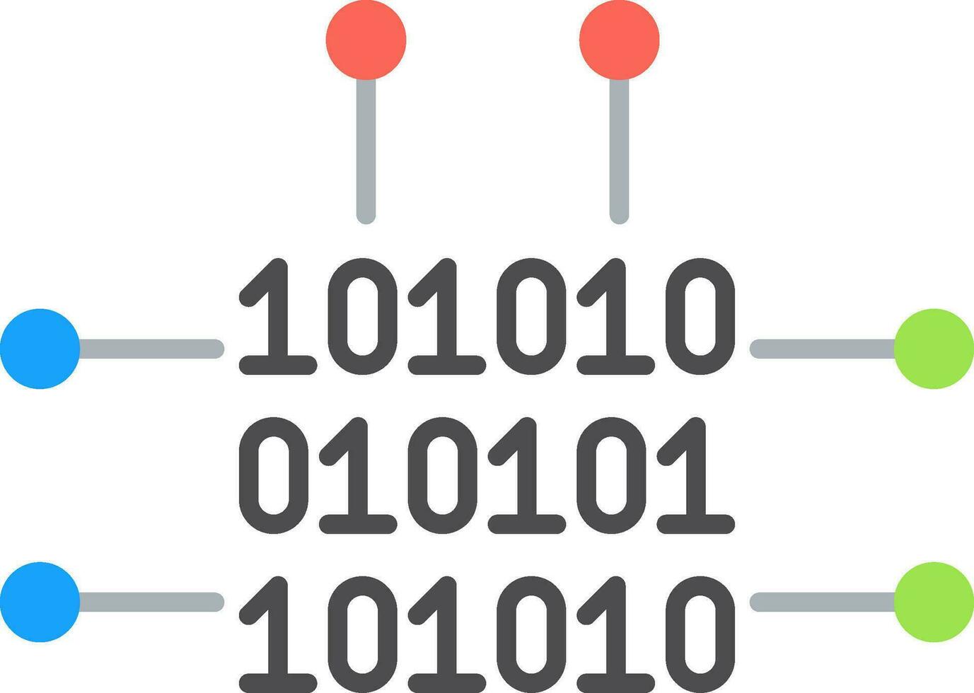 icono plano de código binario vector